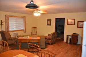 Lake Fork Farm | Living Area Spacious separate full kitchen/ dining/living room. Accommodates 6 guests.